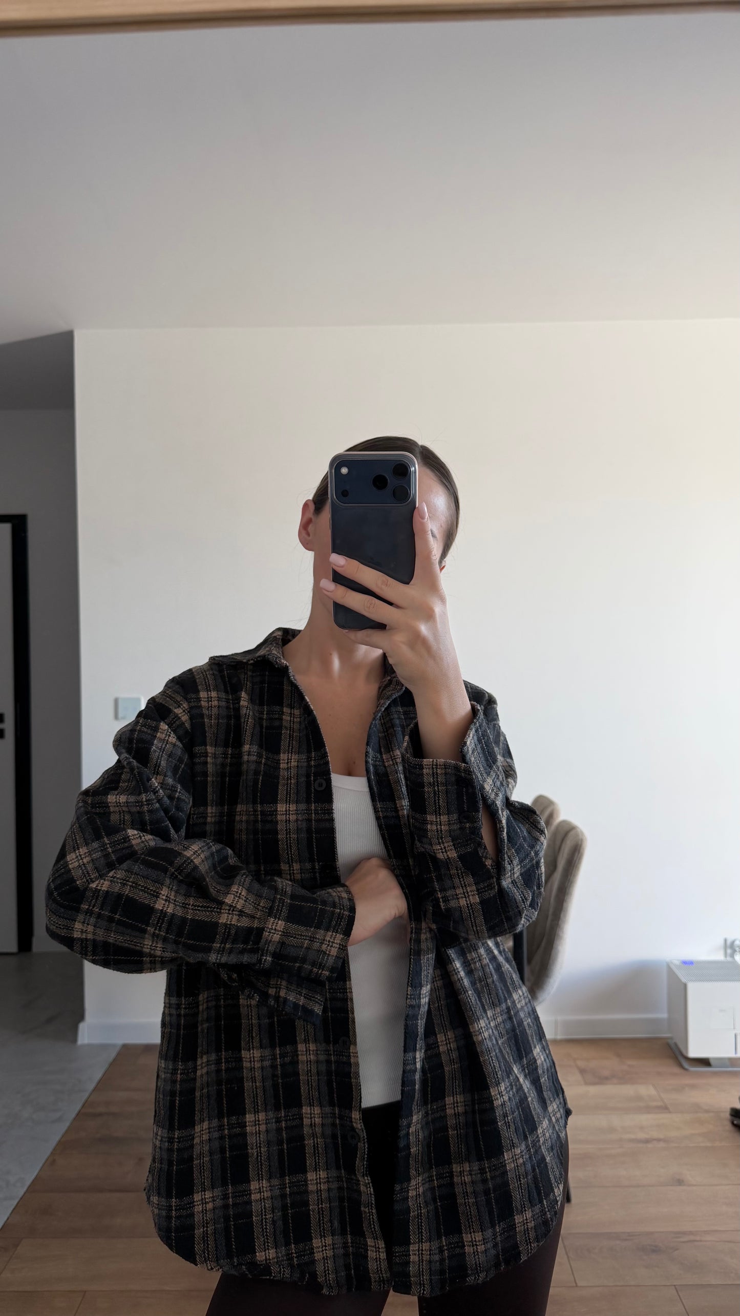 Ciepła koszula w kratę, oversize. 100% Bawełna