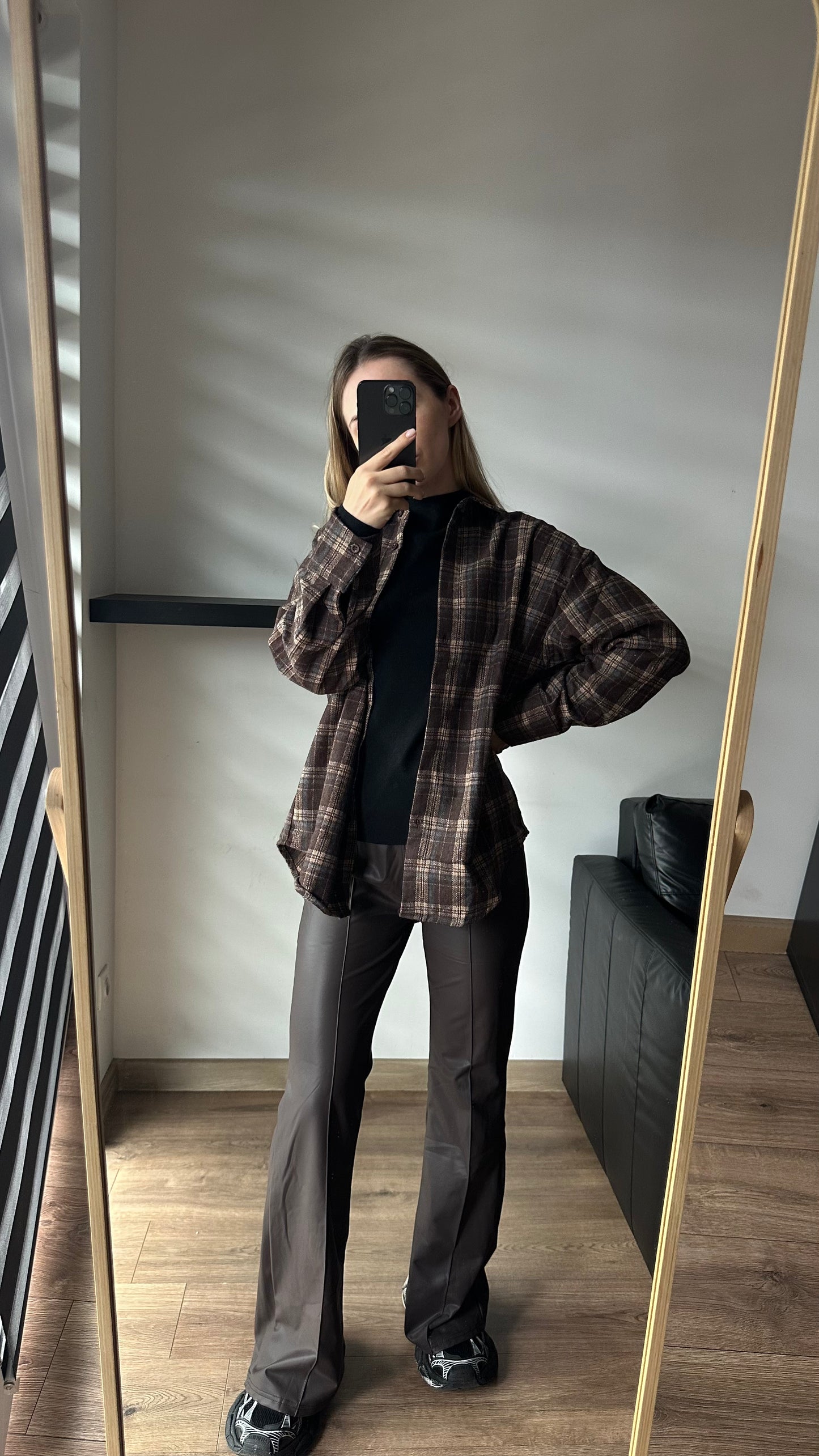 Ciepła koszula w kratę, oversize. 100% Bawełna