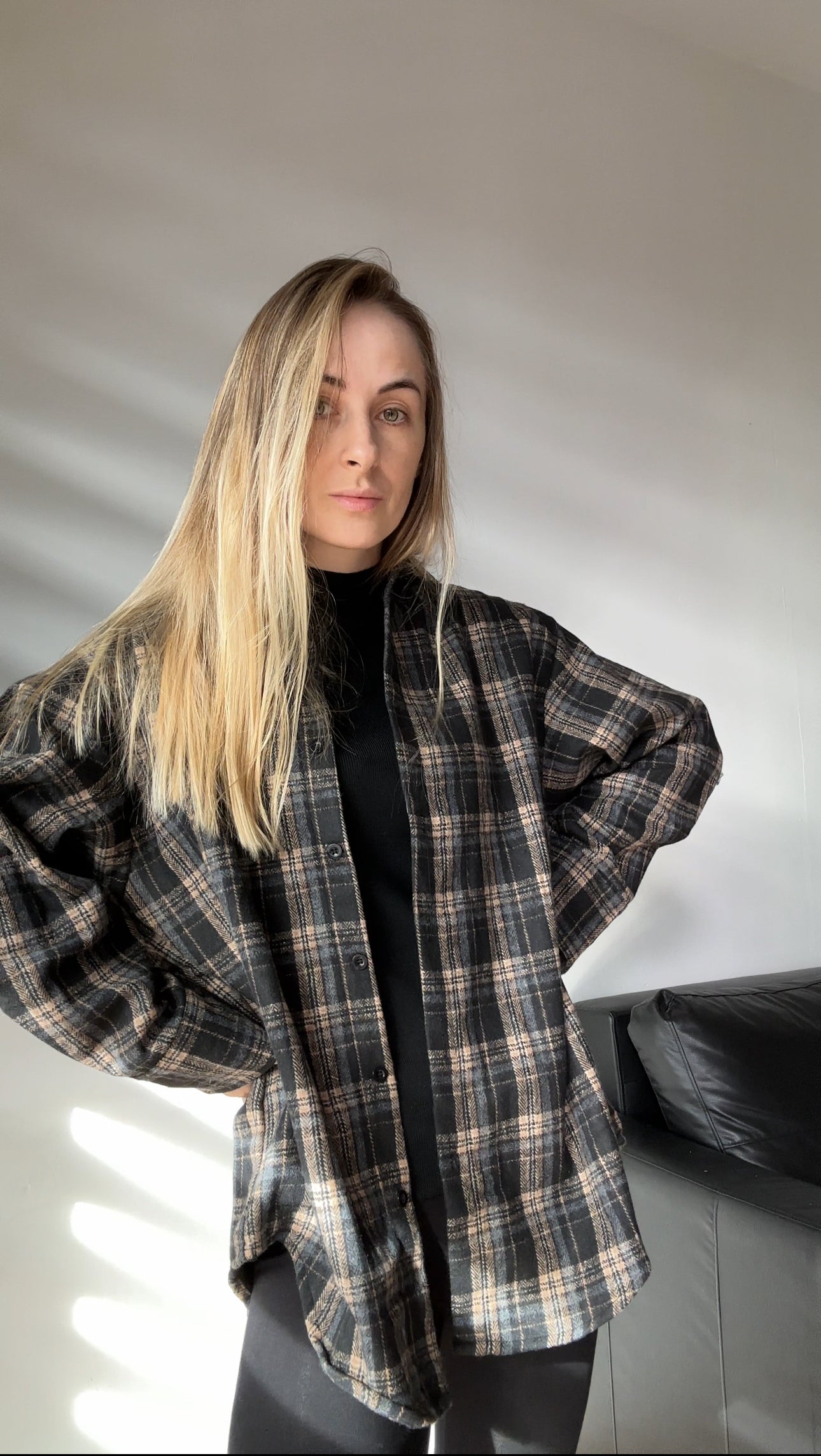 Ciepła koszula w kratę, oversize. 100% Bawełna