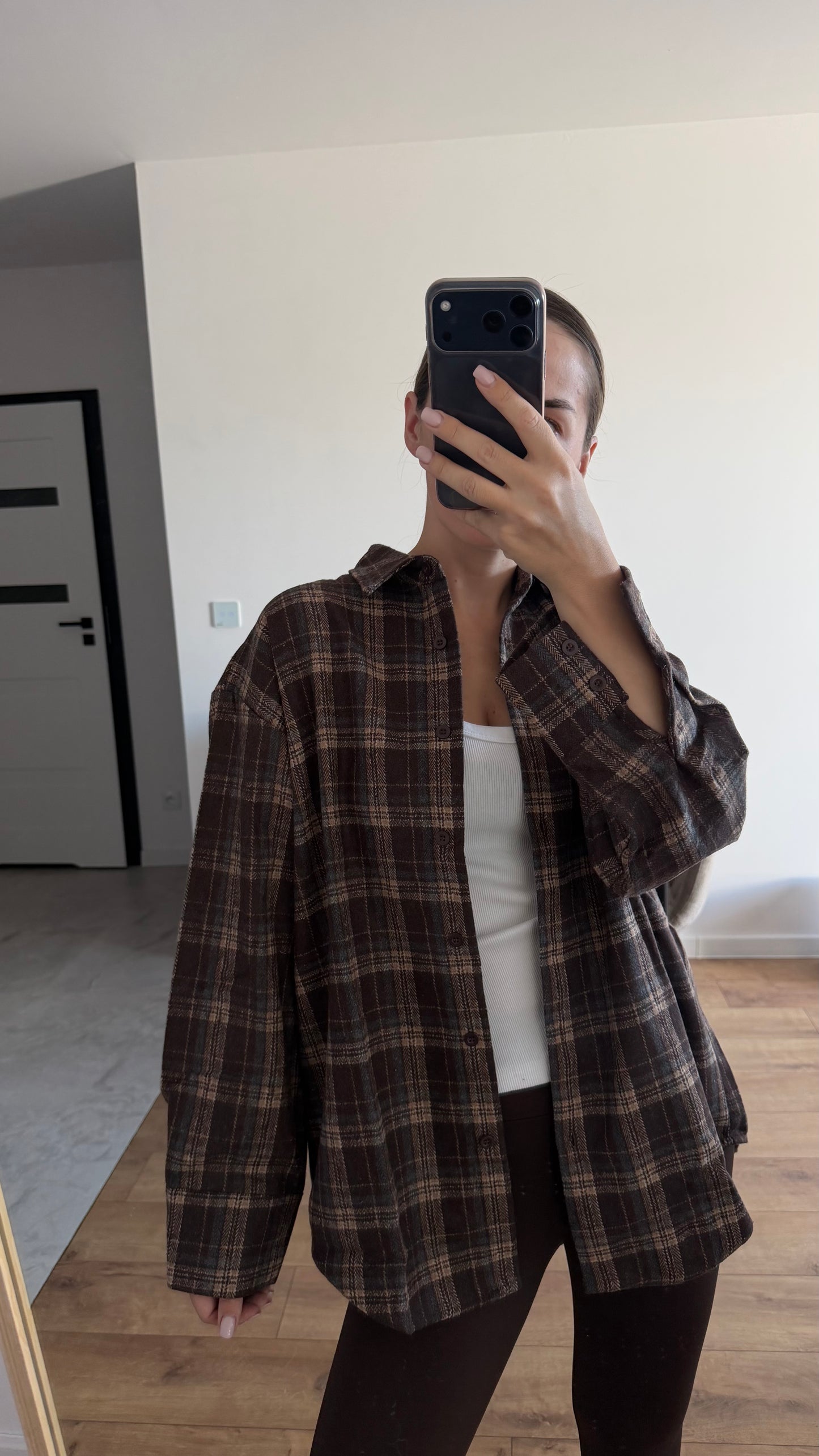 Ciepła koszula w kratę, oversize. 100% Bawełna