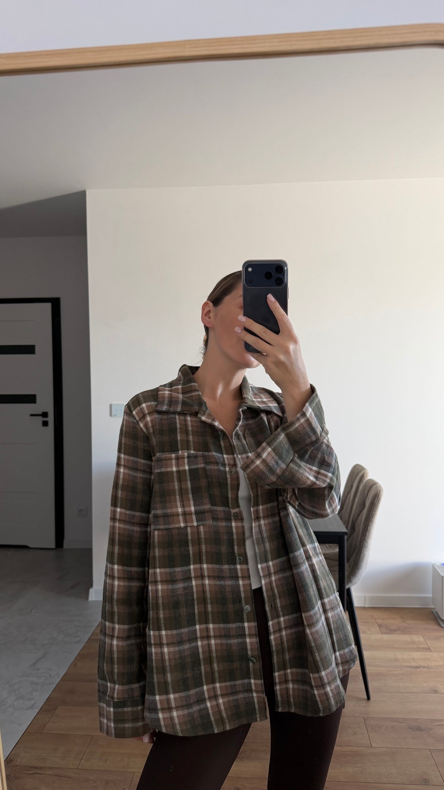 Ciepła koszula w kratę, oversize. 100% Bawełna