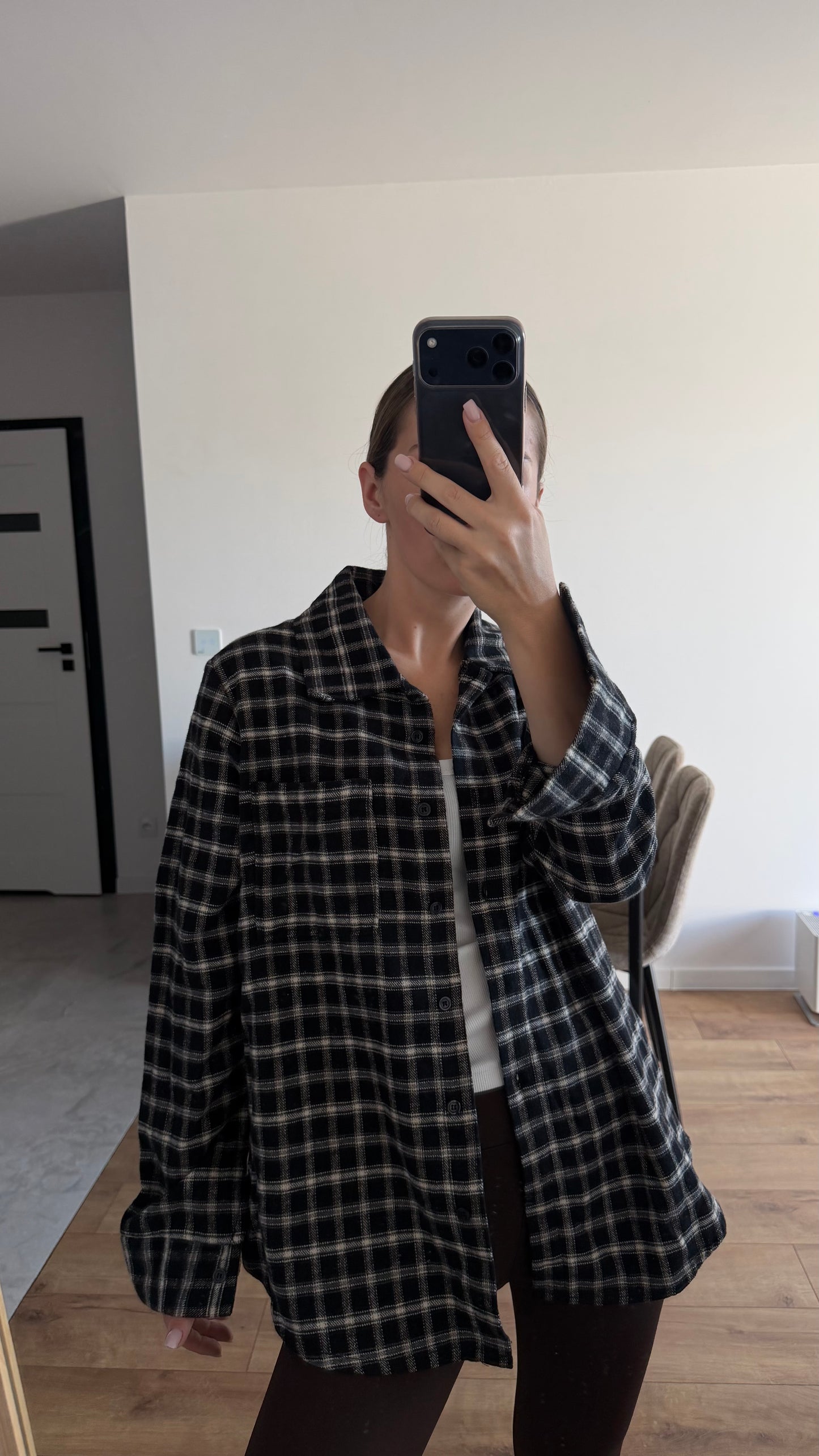 Ciepła koszula w kratę, oversize. 100% Bawełna