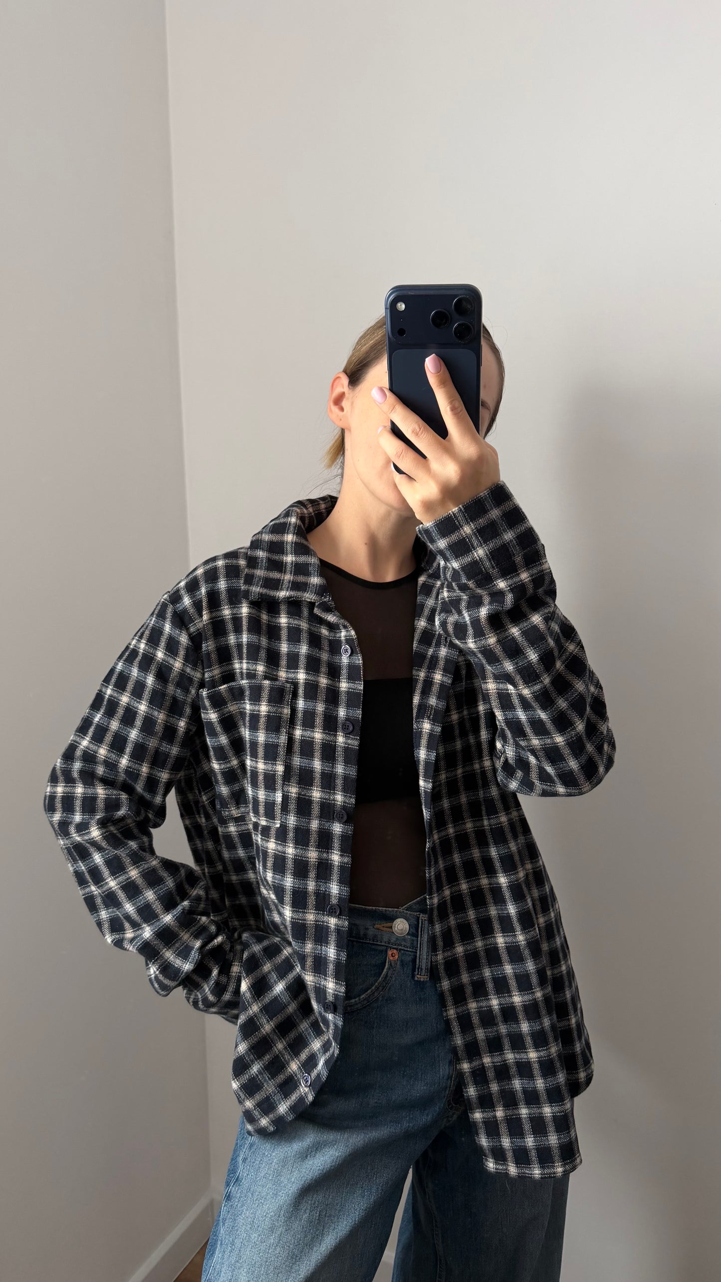 Ciepła koszula w kratę, oversize. 100% Bawełna