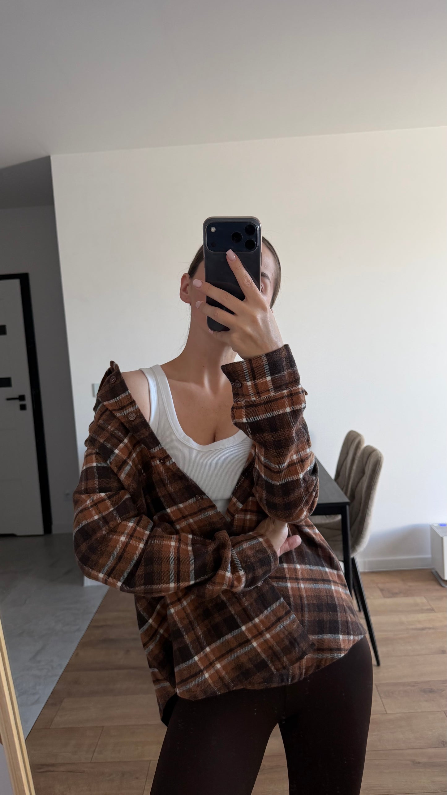 Ciepła koszula w kratę, oversize. 100% Bawełna