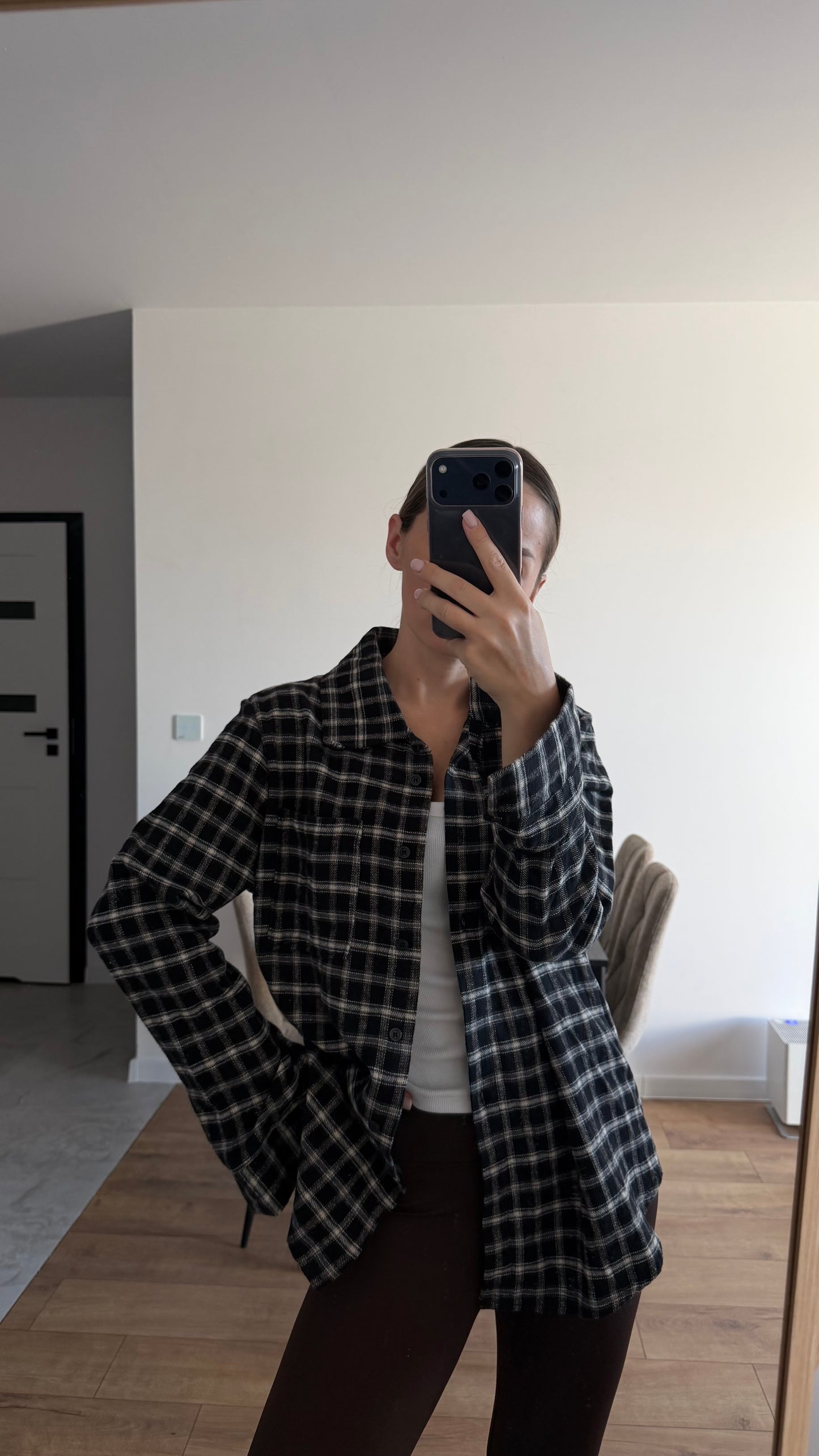 Ciepła koszula w kratę, oversize. 100% Bawełna