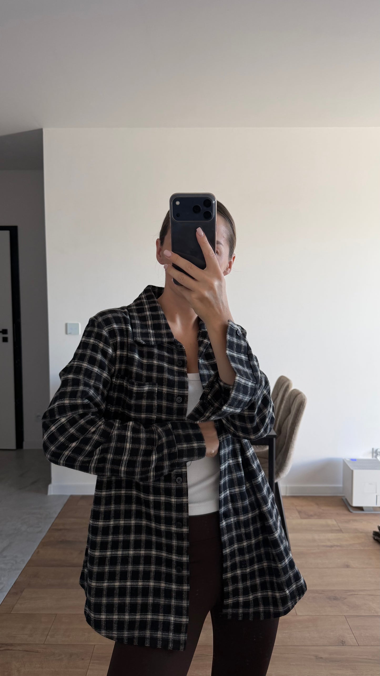 Ciepła koszula w kratę, oversize. 100% Bawełna