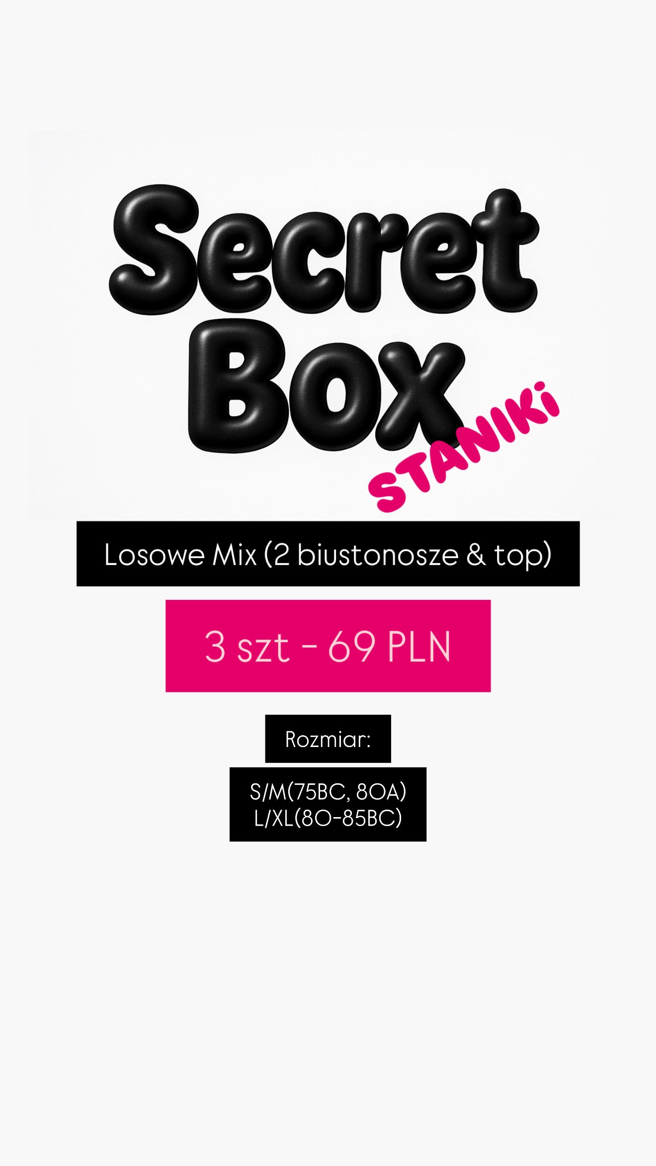 SECRET BOX BIUSTONOSZE 3 szt (Losowe Mix biustonosze & topy)