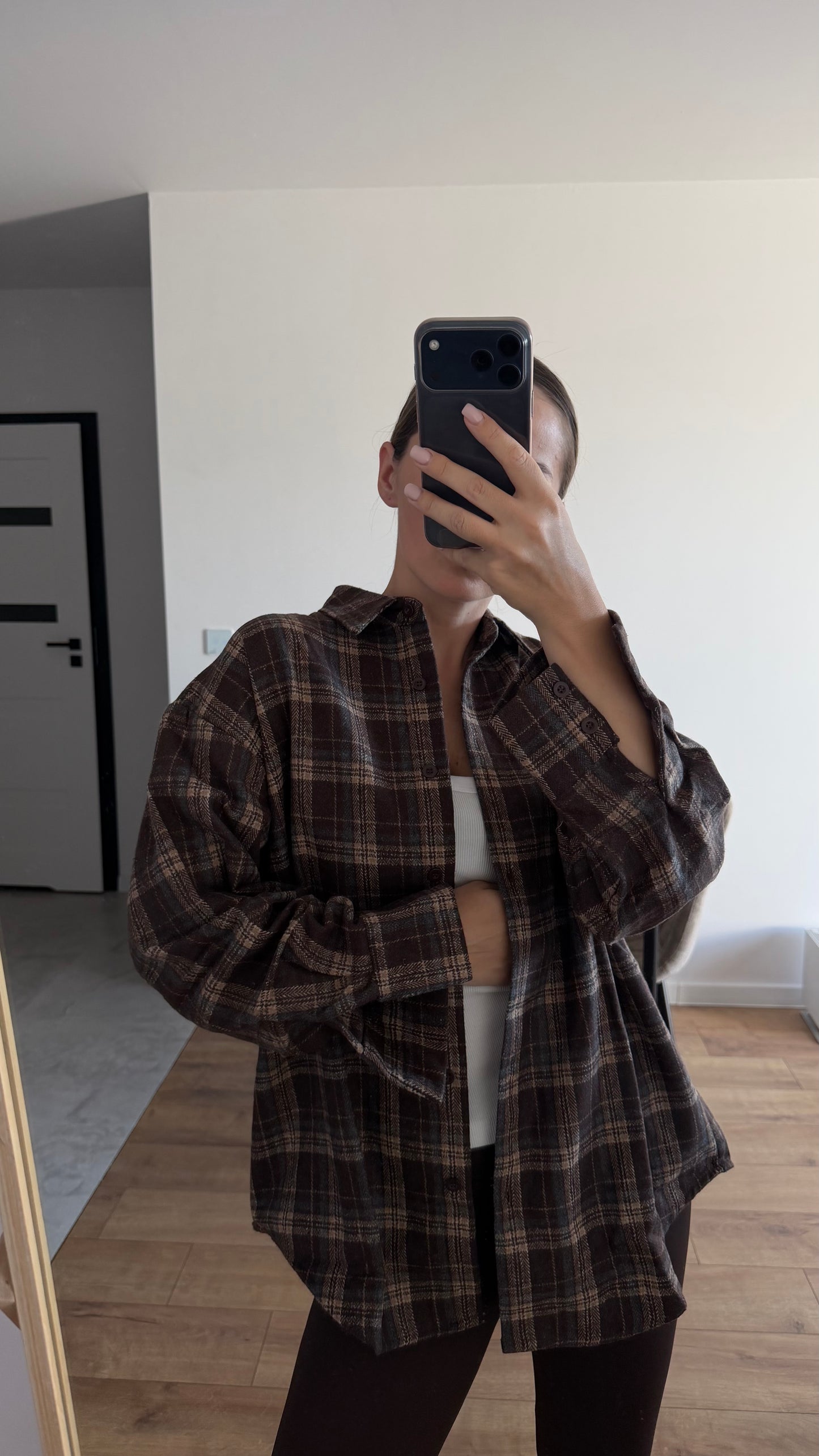 Ciepła koszula w kratę, oversize. 100% Bawełna