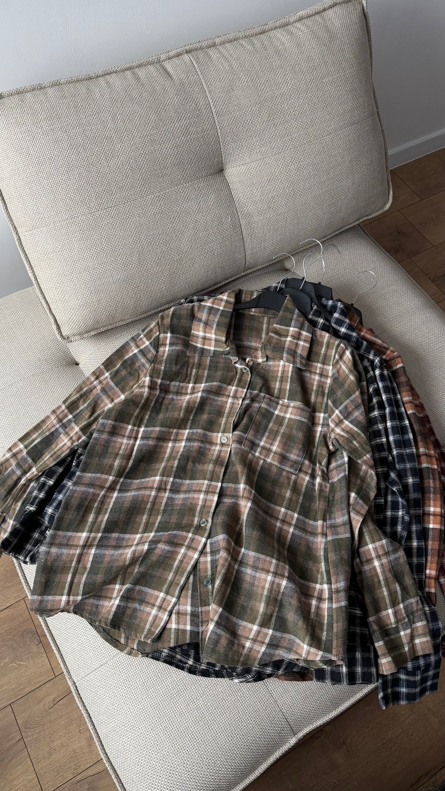 Ciepła koszula w kratę, oversize. 100% Bawełna