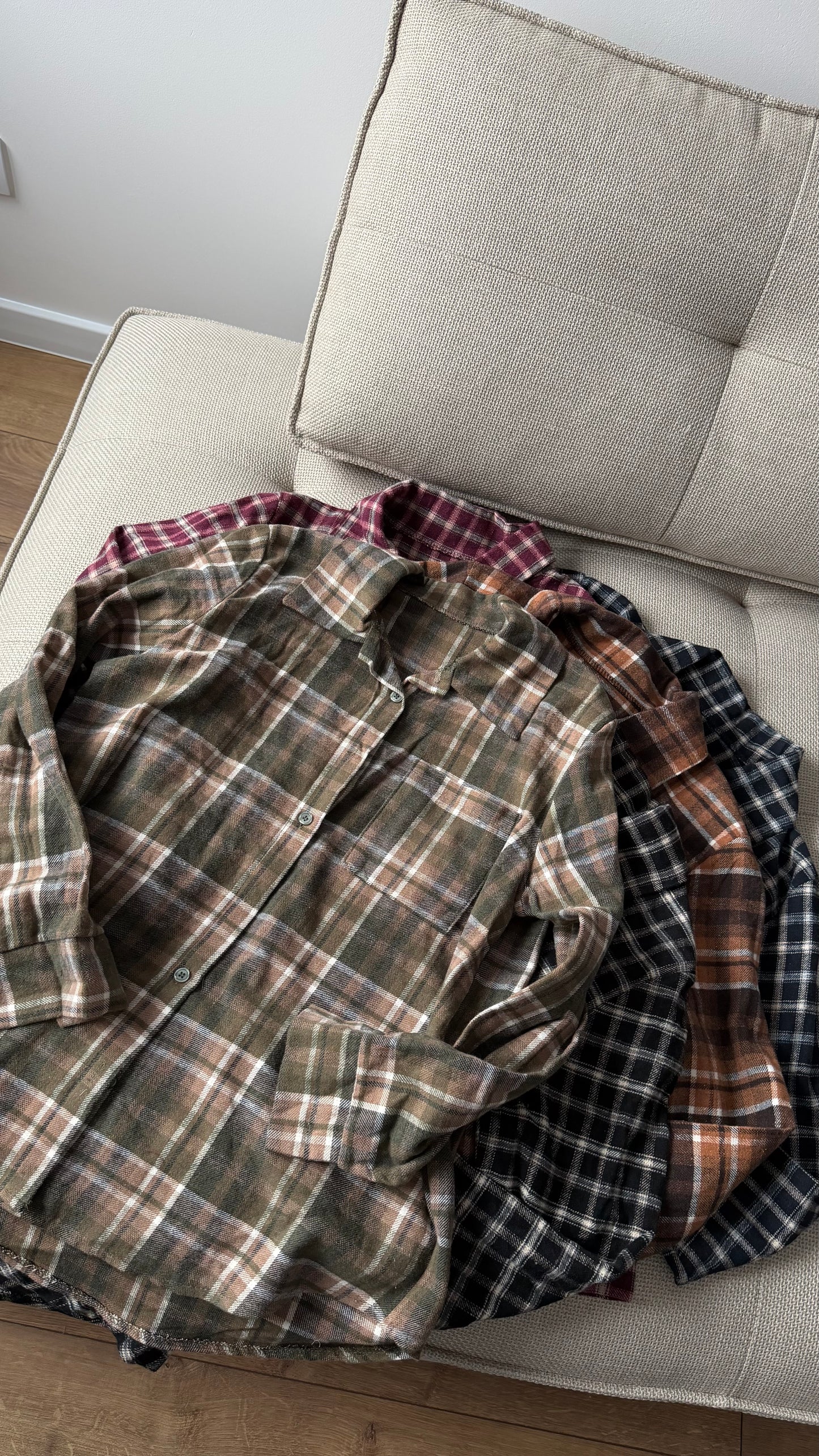 Ciepła koszula w kratę, oversize. 100% Bawełna