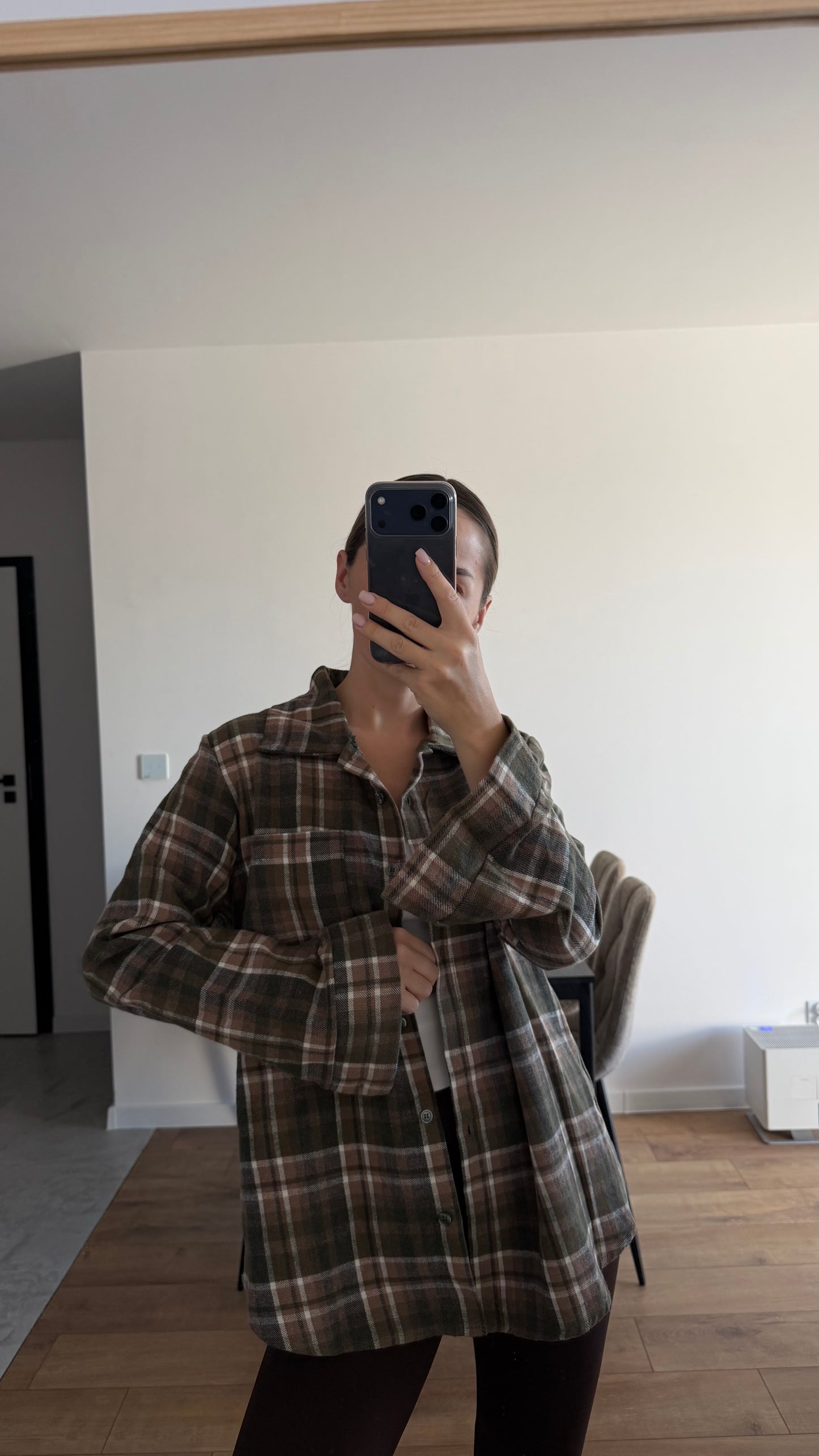 Ciepła koszula w kratę, oversize. 100% Bawełna