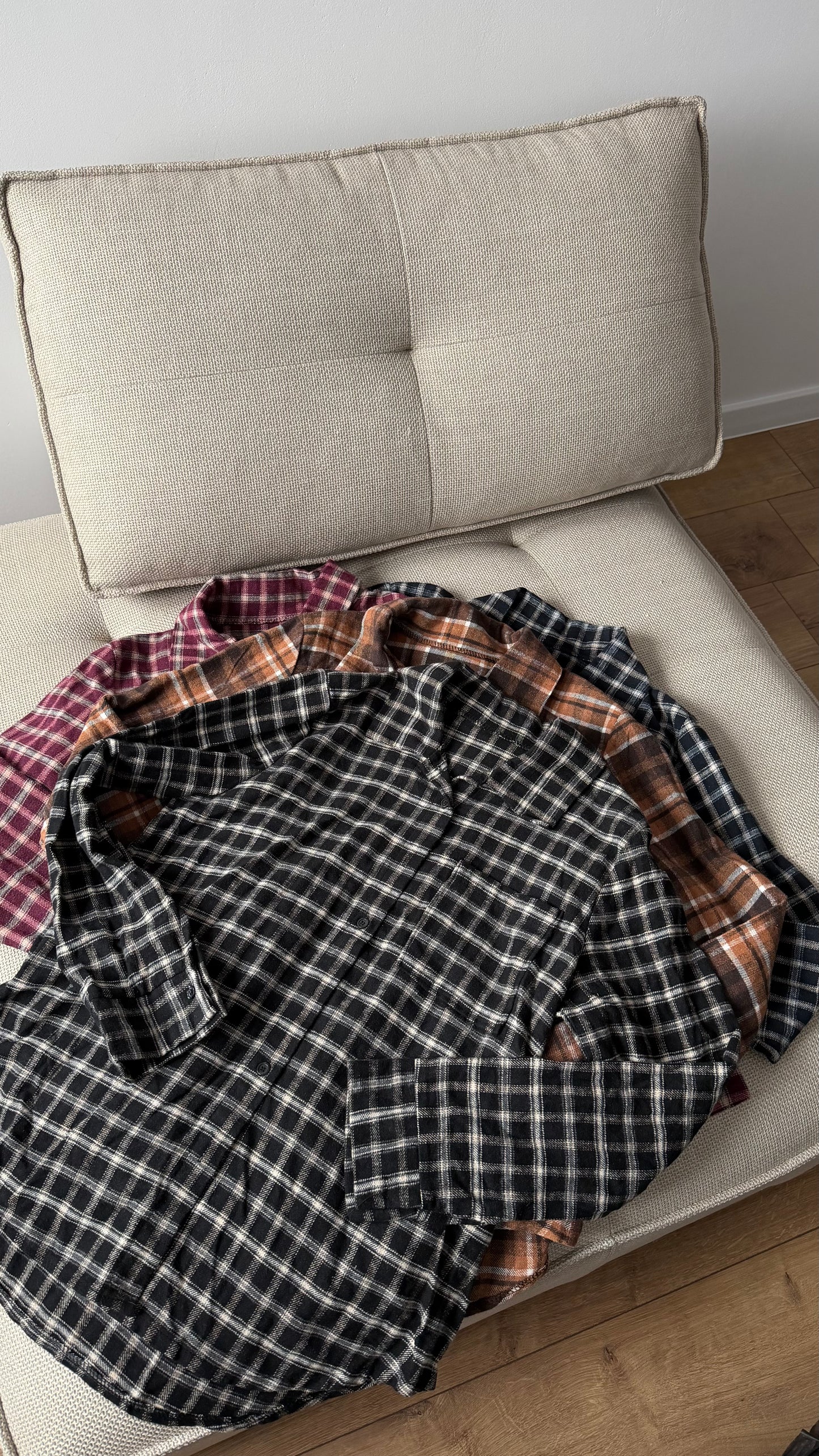 Ciepła koszula w kratę, oversize. 100% Bawełna