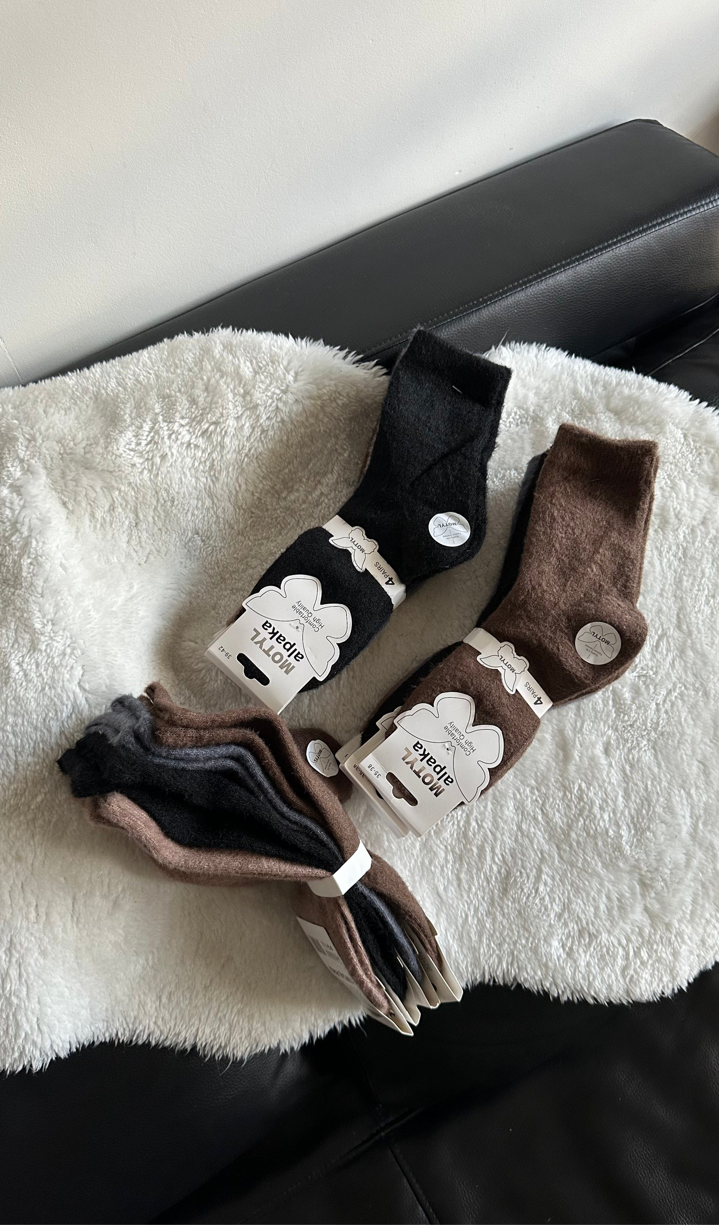 Super - Ciepłe, wysokie skarpety – zestaw 4 pary. 100% ALPAKA