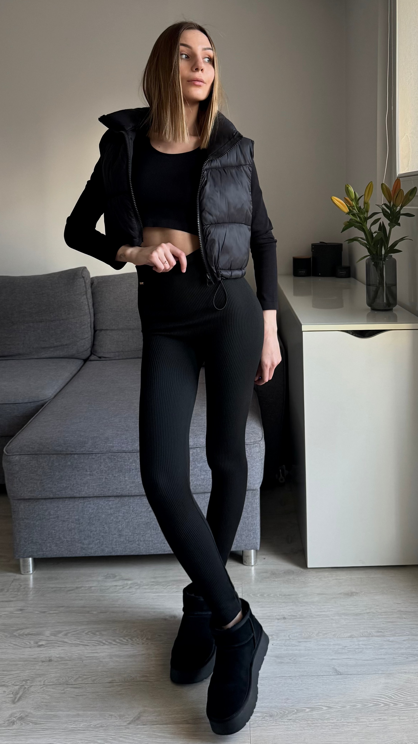 Ciepłe BEZSZWOWE legginsy z szerokim paskiem. Na wzrost do 173 cm