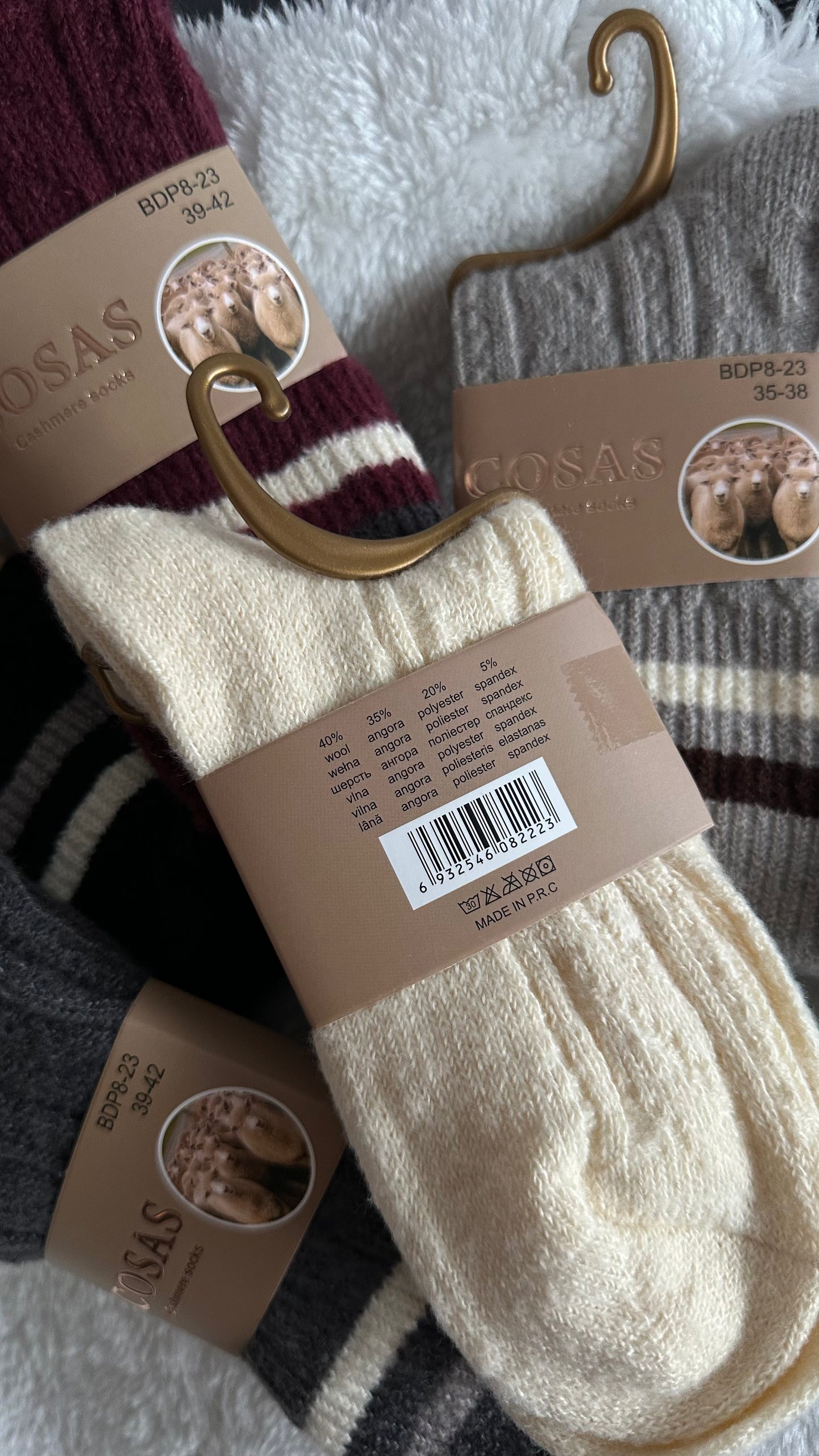 Ciepłe, wysokie skarpety – zestaw 4 pary