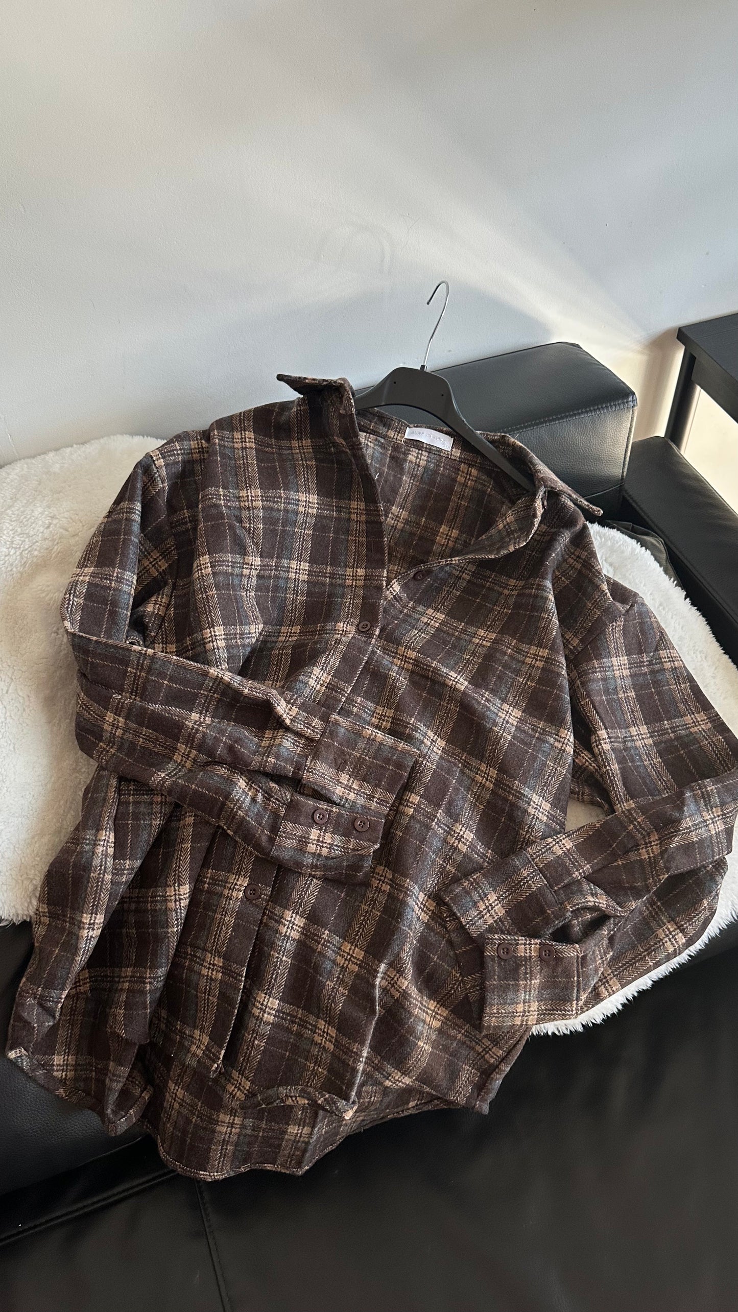 Ciepła koszula w kratę, oversize. 100% Bawełna