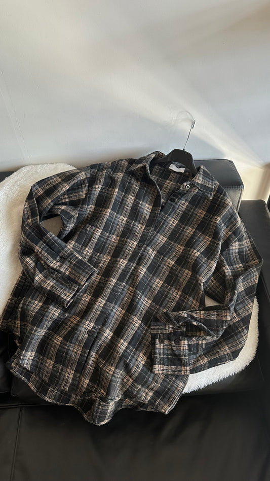 Ciepła koszula w kratę, oversize. 100% Bawełna