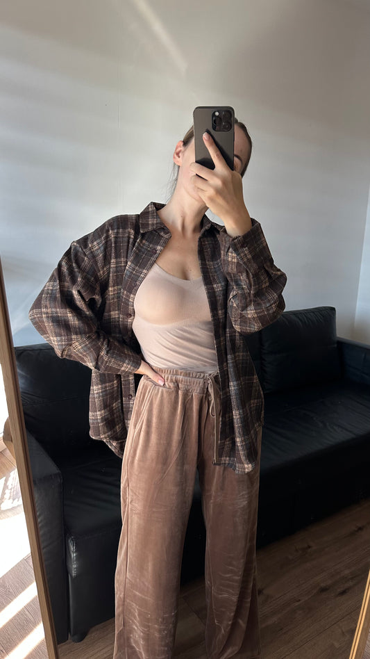 Ciepła koszula w kratę, oversize. 100% Bawełna
