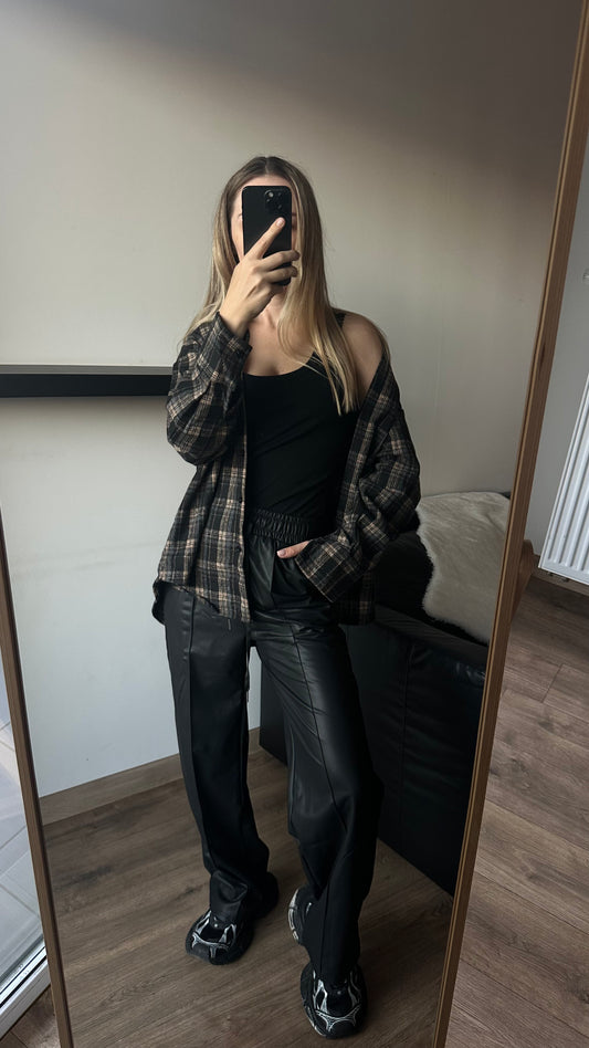 Palazzo z ekoskóry na fleecu. Na wzrost 159-172 cm. 3 kolory. Super-ciepłe