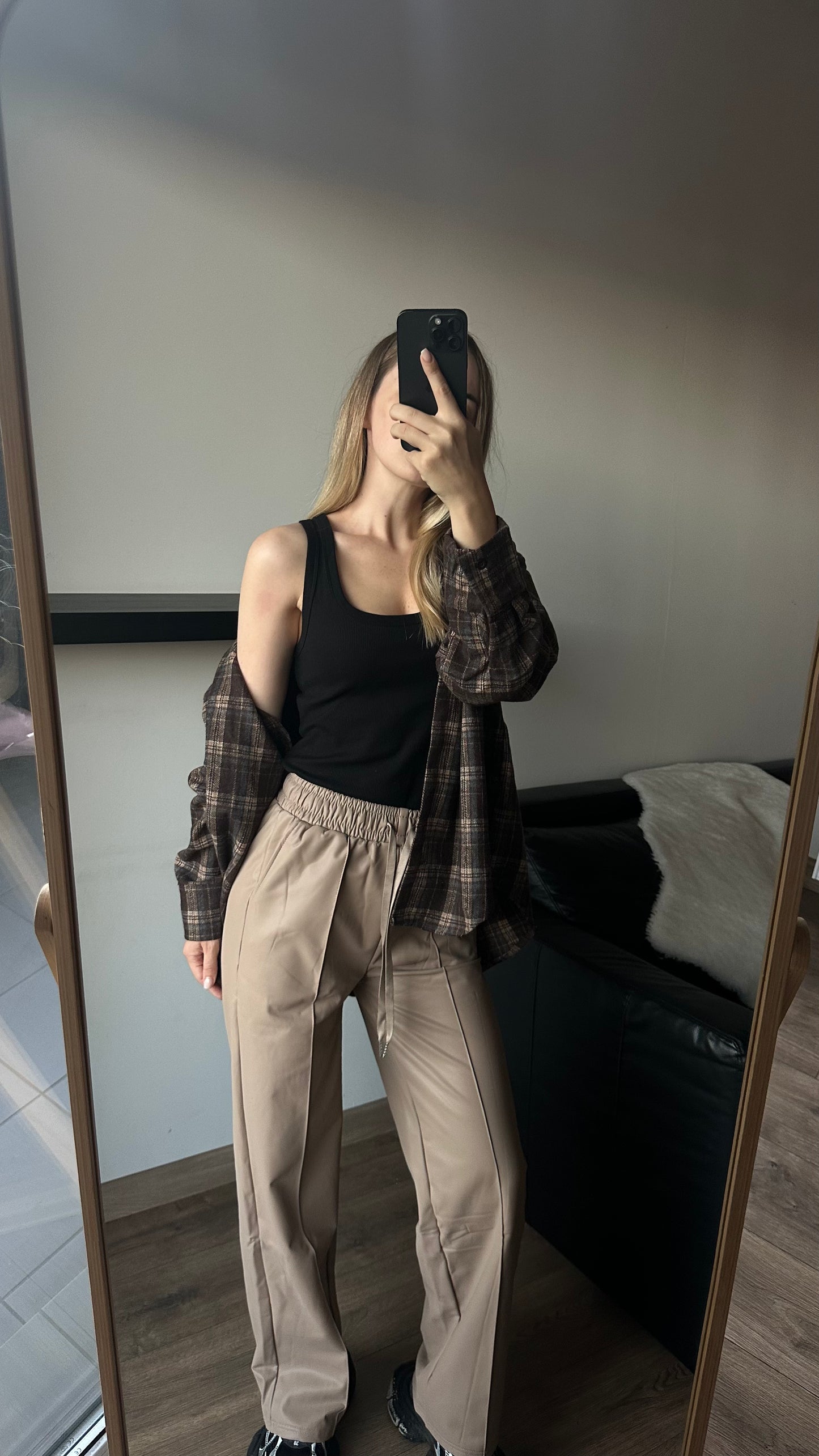 Palazzo z ekoskóry na fleecu. Na wzrost 159-172 cm. 3 kolory. Super-ciepłe