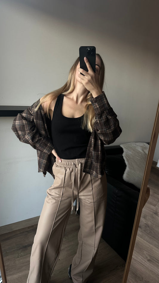 Palazzo z ekoskóry na fleecu. Na wzrost 159-172 cm. 3 kolory. Super-ciepłe