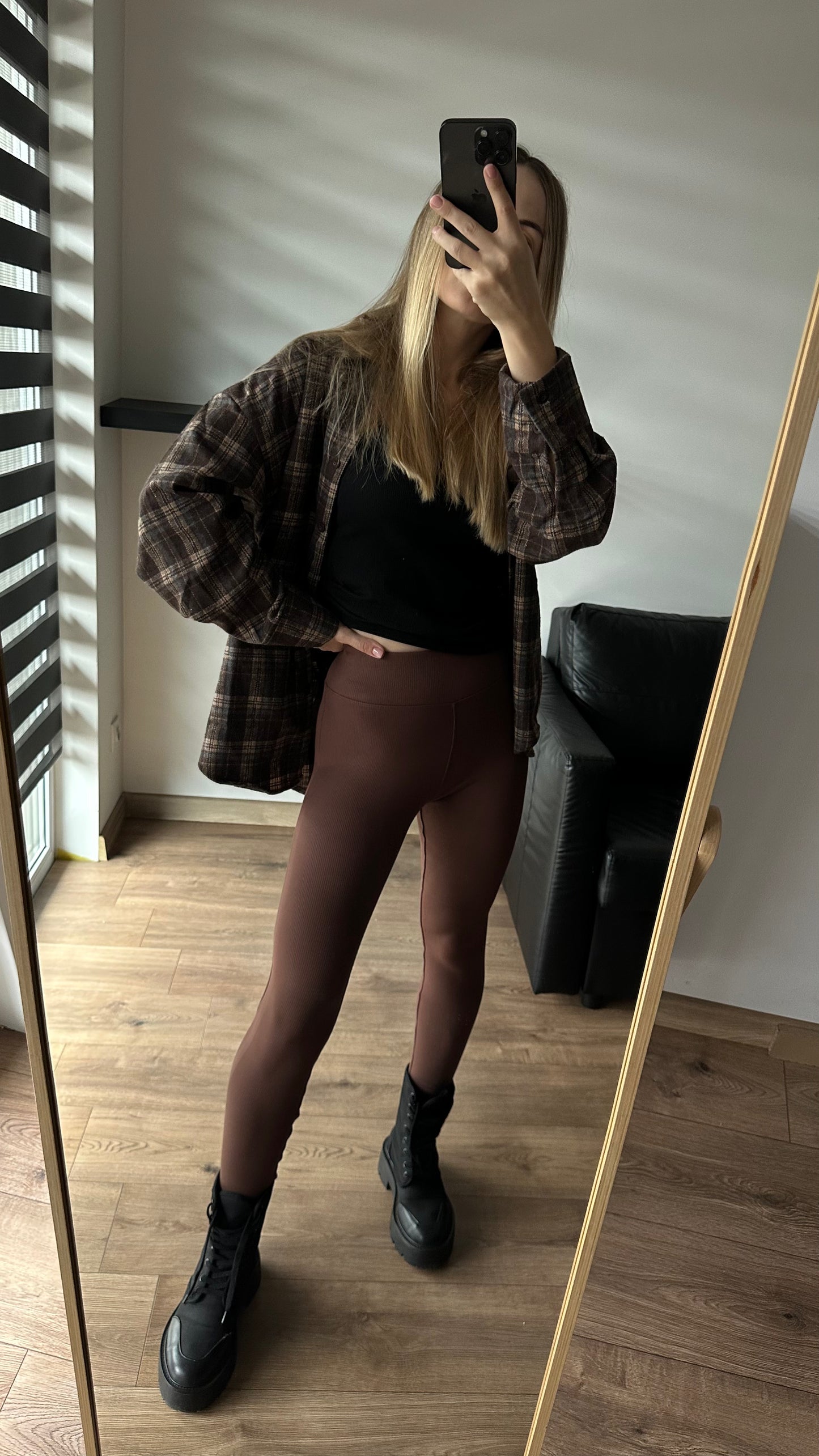 Legginsy ☝🏻na wzrost do 167 cm. Ocieplane prążkowane na fleece.(Uwaga❗️zaniżona rozmiarówka).