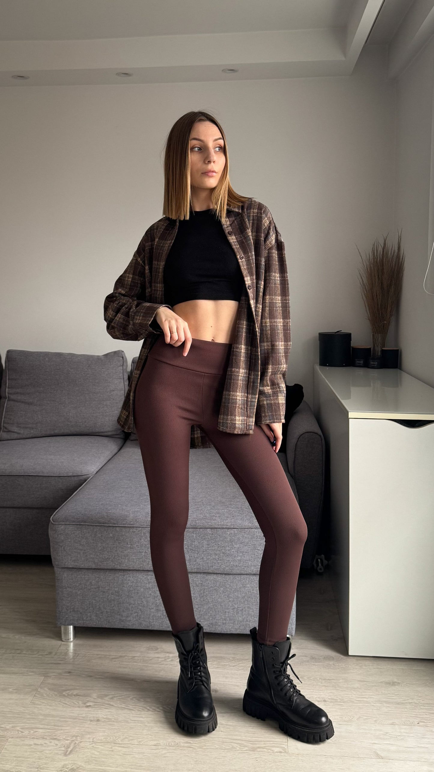 Ciepła koszula w kratę, oversize. 100% Bawełna