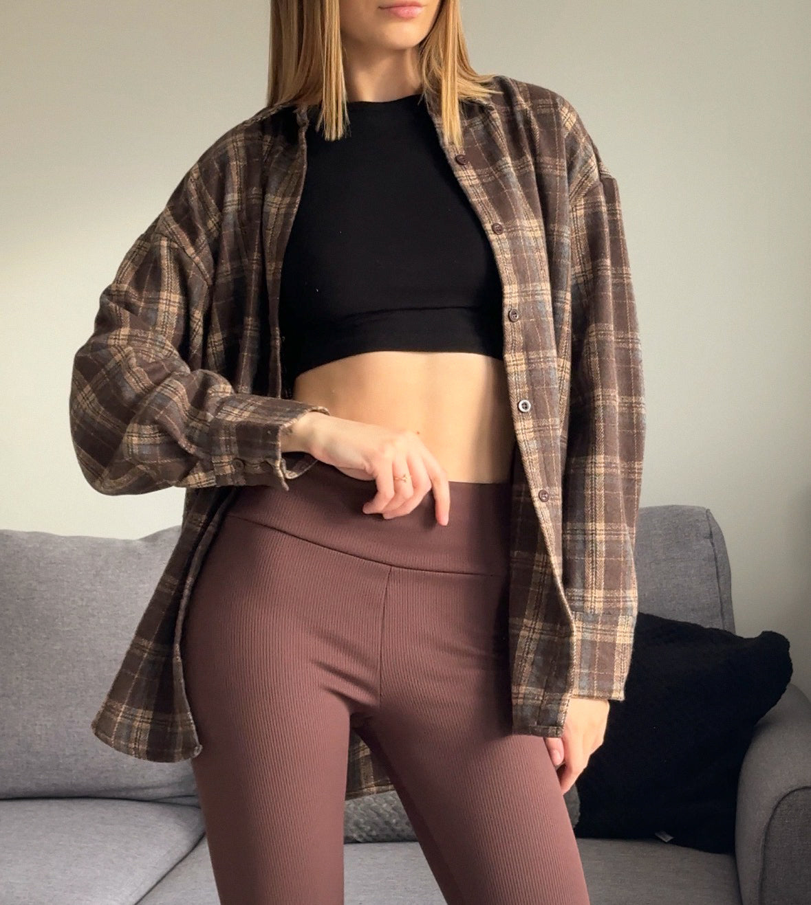 Ciepła koszula w kratę, oversize. 100% Bawełna