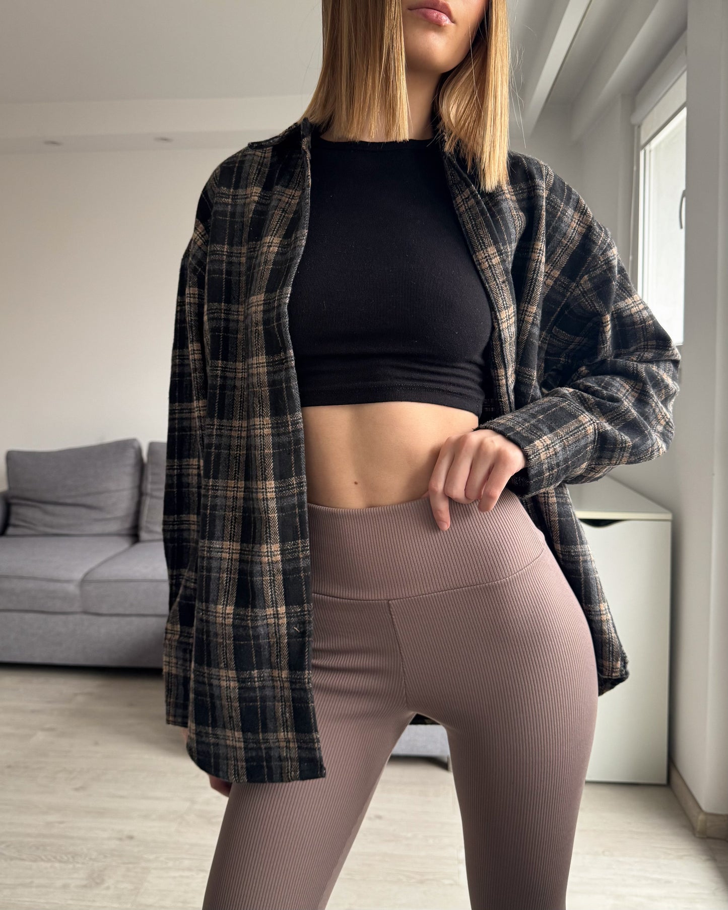 Legginsy na wzrost do 167 cm☝🏻. Ocieplane prążkowane na fleece.