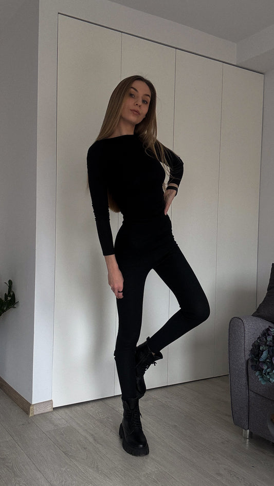 ☝🏻Na wzrost do 168 cm. Legginsy ocieplane prążkowane na fleece. Idealne na jesień i zimę